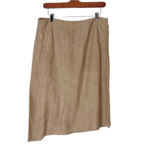 Zara Flax Linen Asymmetrical High-Low Side Zip Skirt - Picture 2 of 4